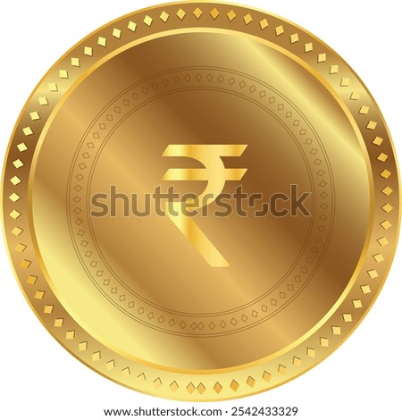 Gold Coin - Indian Coin - Indian Currency - Indian Rupee illustration, vector 