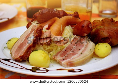 Similar – Image, Stock Photo Choucroute Meat Sausage