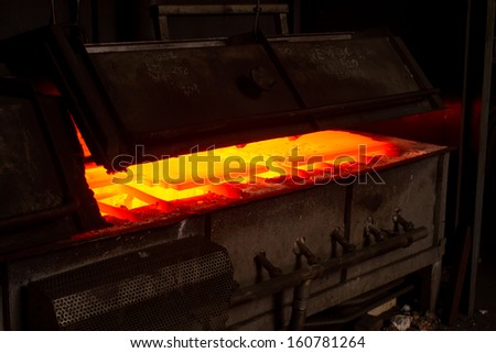 hot iron in furnace