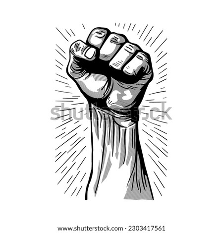 Raised hand clenched fist. vector illustration