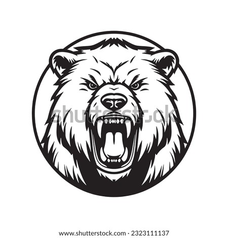 Growling bear head isolated on white background. Logo. Vector illustration.