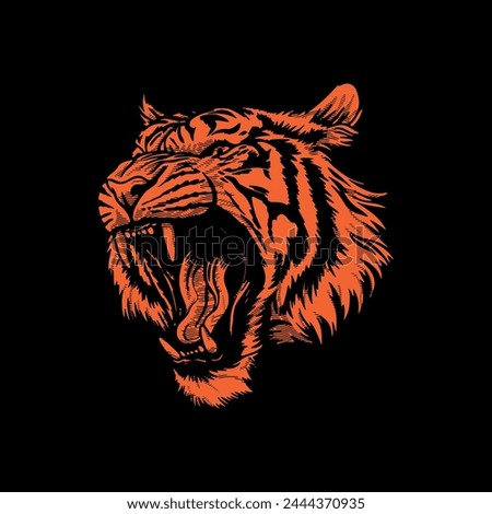 Orange tiger face. vector illustration on black background