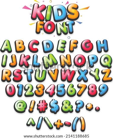 Kids colourful fonts all caps vector