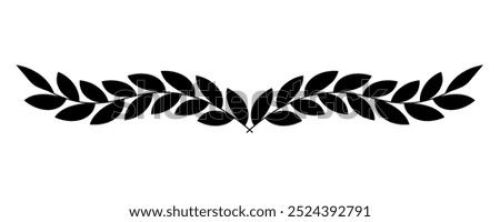 Black olive branch isolated on transparent background. Laurel wreath, vector winner award symbol, sign victory and wealth in the Roman Empire. Laurel Leaf crown branch black logo icon design