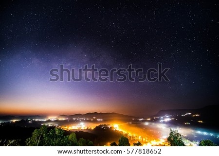 Similar – Image, Stock Photo Starry sky over Namibia