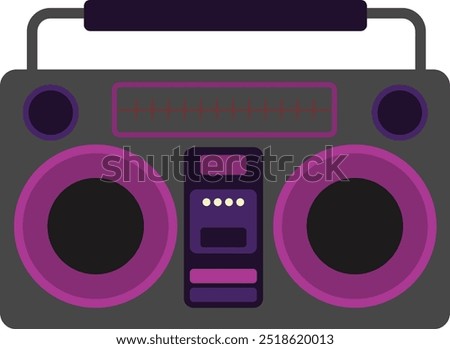 Retro Style Boombox Disco Element for Party Music Icon. Trendy 80s Badge, Electronic Born. Isolated Graphic Funky Hipster Art. Audio Recorder, 1990s and 90s Icon Retro Old Record.