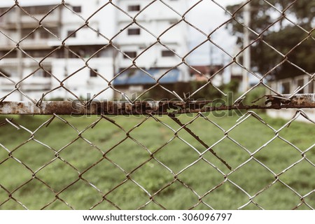 Metal fences, metal fences with the details of the background is green space.with clipping path