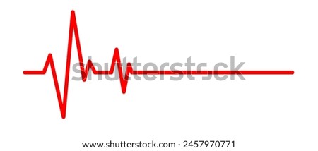 Red pulse line. Vector illustration on white background. Heartbeat, ECG. Health and medicine.	