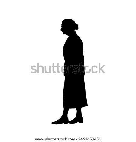 silhouette of old woman walking, old age, senior woman - vector illustration