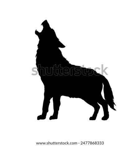 wolf silhouette, howling wolf - vector illustration