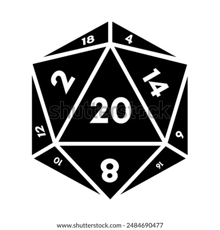 dice d20, dice rpg vector icon	