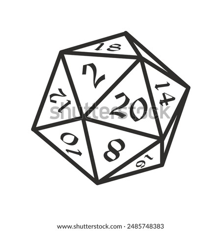  dice d20, dice rpg - Vector illustration