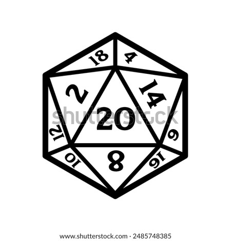  dice d20, dice rpg - Vector illustration