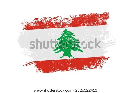  Flag of the Republic of Lebanon, flag of Lebanon with grunge effect - vector illustration