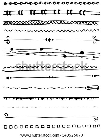 Hand-Drawn Line Border Set Stock Vector Illustration 140526070 ...