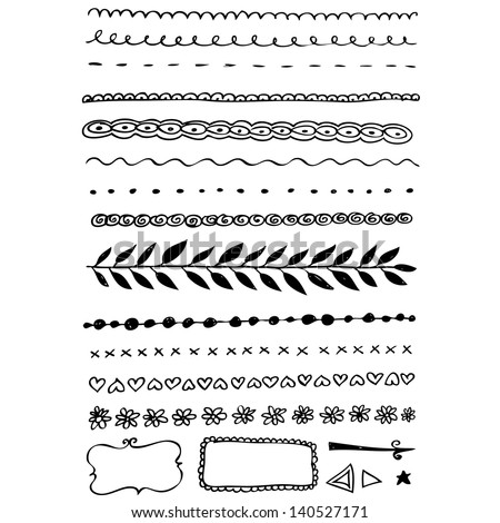 Hand-Drawn Line Border Set Stock Vector Illustration 140527171 ...