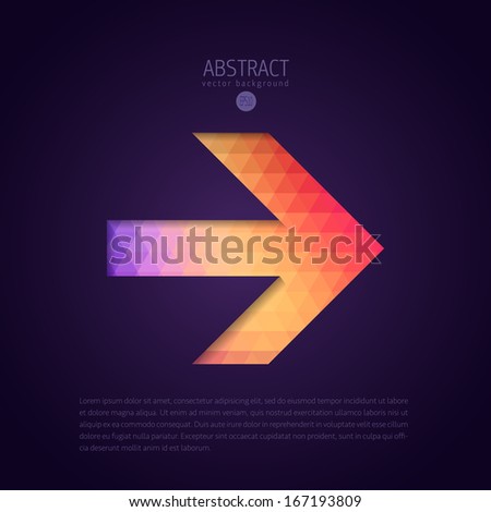 simple arrow sign of modern creative triangle pattern on dark background way isolated black abstract background scene edge right digital guide performance modern angle sign dark site business light cl