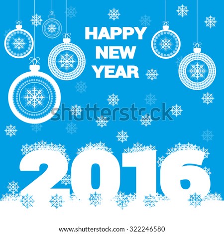 Vector holiday banner happy new year and merry christmas with snowflakes and glass holiday balls