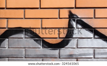 Vintage background bricks wall texture with abstract hand drawing paint pattern