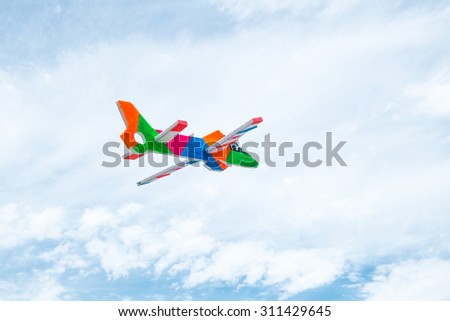 Foam airplane on a sky.