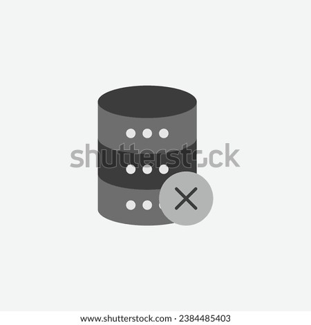 Database Server Fail or Delete Icon - Server Error, Data Deletion, and Database Management Symbol - Illustration for Server Failure, Data Loss, and Recovery
