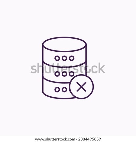 Database Server Fail or Delete Icon - Server Error, Data Deletion, and Database Management Symbol - Illustration for Server Failure, Data Loss, and Recovery
