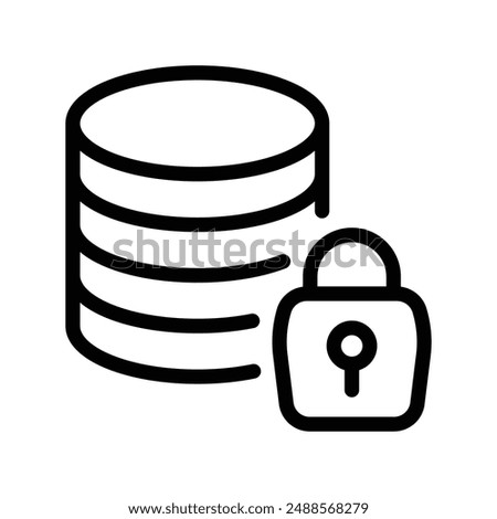 Secure Database Lock Icon, Padlock Data Protection Symbol for Website Security, Server Storage Protection, Password Lock, Information Privacy, Access Control, File Encryption