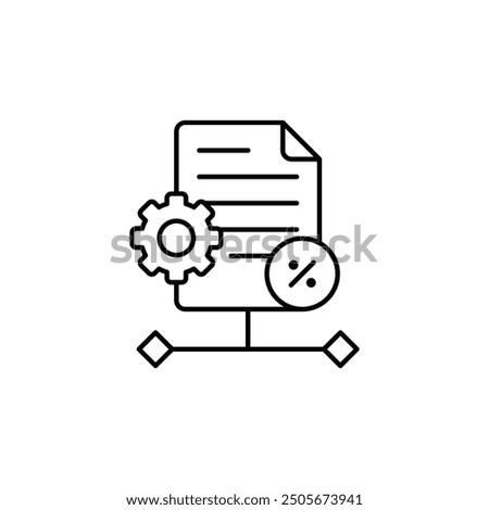 Automated Document Management System Icons set with Gear and Network Connectivity - Digital Workflow Configuration Graphic for Efficient Data Processing Solutions