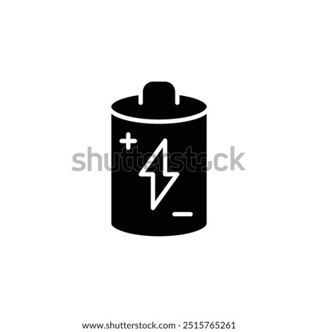 Rechargeable Power Battery Icon Illustration - Energy Storage Symbol with Lightning Bolt for Electronics and Devices, Durable Cell Representation, Eco-Friendly Power Source Graphic