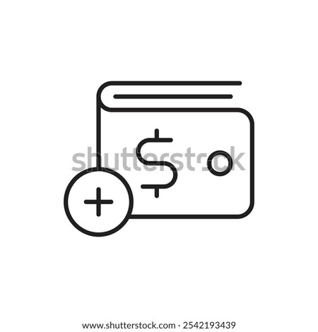 Top-Up Balance Icon with Plus Sign and Money, Representing Adding Funds, Wallet Replenishment, and Account Balance Management