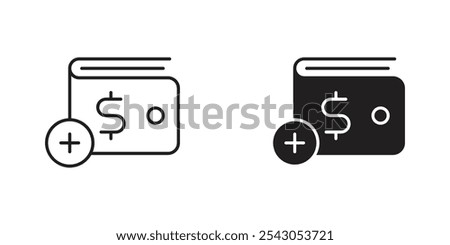 Top-Up Balance Icon with Plus Sign and Money, Representing Adding Funds, Wallet Replenishment, and Account Balance Management