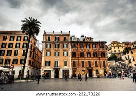 Rome, Italy - November 17, 2014: Piazza di Spagna, is one of the most famous squares of Rome. It owes its name to the palace of Spain, Embassy of the Iberian is here/