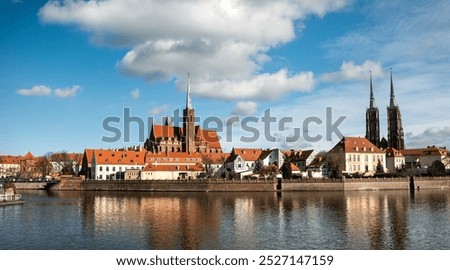 Image, Stock Photo Cityscape of Wroclaw panorama in Poland, aerial view