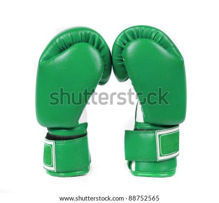 Green boxing gloves on a white background close up Zdjęcia stock © 