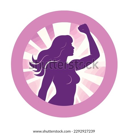 Feminist Women Raising hand flat vector icon. Feminist Logo.