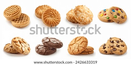 Image, Stock Photo Cookies with chocolate and nut icing