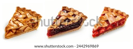 Similar – Image, Stock Photo Apple pie slices on plates. Thanksgiving day dinner table. Apple dessert