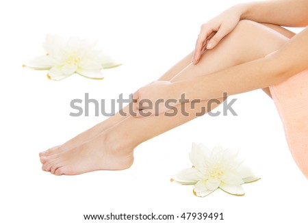 beautiful legs and arm isolated on a white background