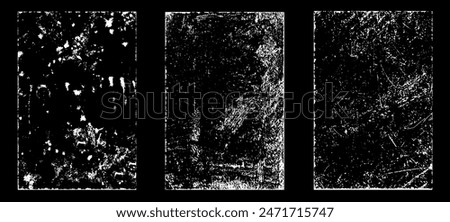 Grunge worn paper effect. Overlay texture stamps with old paper. Stamps distress grain surface dust and rough background concept. Illustration place over object to create grunge effect. Vector EPS10.