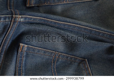Detail of back blue jeans