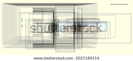 abstract pattern of rectangles and lines. drawing is left in outline, for better editing and design options. soft yellow background 