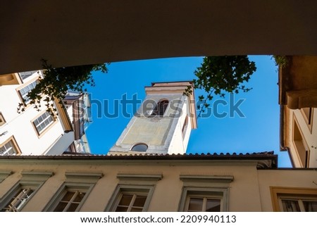 Similar – Image, Stock Photo Passage between small town houses in summer