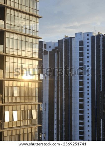 Similar – Image, Stock Photo golden sun rays reflection on corrugated sheet metal