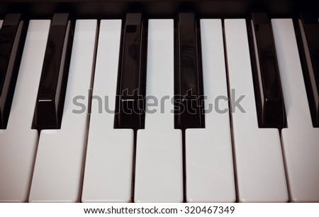 selective focus  piano background by vintage tone.