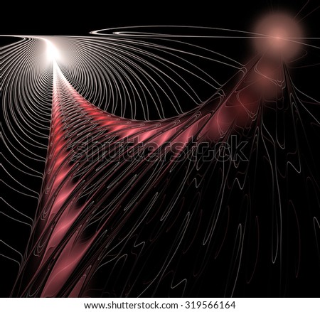 Abstract fractal line receding into the distance of the arcs. Background. Illustration of articles on speed, target, space, science