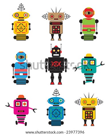 Lovely Little Robots Stock Vector Illustration 23977396 : Shutterstock