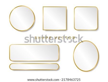 simple 3D white and gold shape board or frame vector on white background with the circle, ellipse, the square can be put text or product on frame