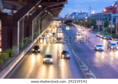 An image of blur image of night street in bangkok, Thailand