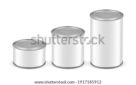 cans of different sizes isolated on white background mock up vector 