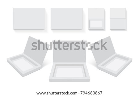 cardboard box open easy to change colors mock up vector template